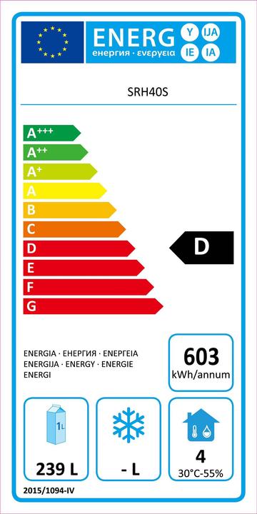 Label énergétique Gastro Hero Réfrigérateur de stockage Eco Acier inoxydable (380 l)