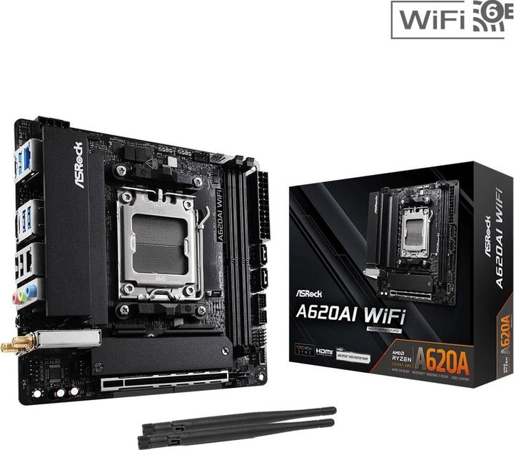 Image du produit AsRock A620AI WiFi AM5 mITX HDMI DDR5 retail (AM5, AMD A620, Mini-ATX)