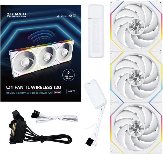 Produktbild Lian-Li UNI FAN TL Wireless Lüfter, ARGB, PWM, 3er-Pack - 120 mm, weiss UNI FAN TL Wireless L (120 mm, 3 x)