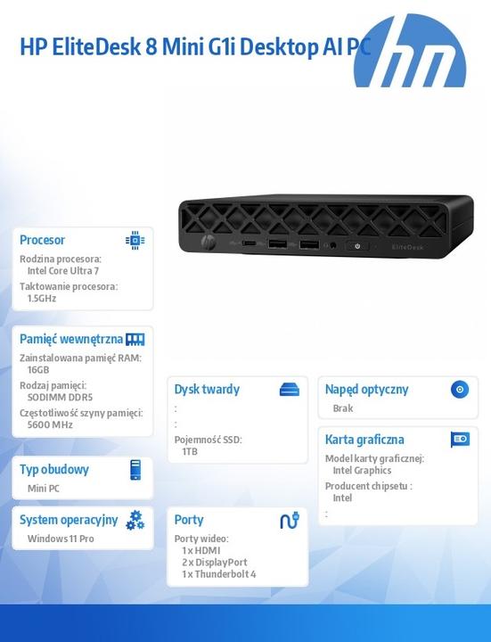 Produktbild HP EliteDesk 8 Mini G1i AI (1000 GB, 16 GB)