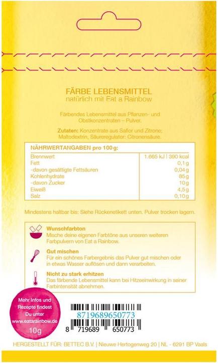 Valori nutrizionali e ingredienti Eat a Rainbow Colorante alimentare giallo (10g)