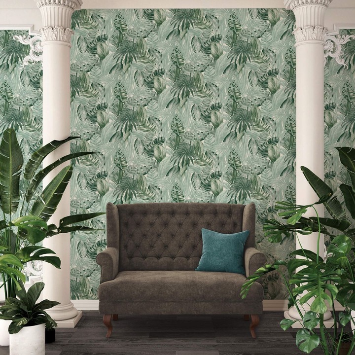 Actual product image A.S. Création Greenery with palm print in jungle look (53 x 1005 cm)