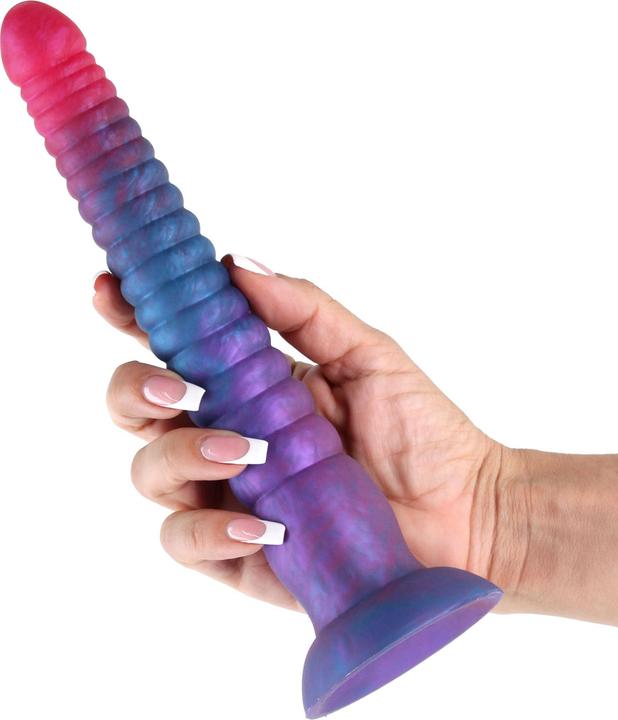 Actual product image NS Novelties colours stacked 9 inch dildo red/gold