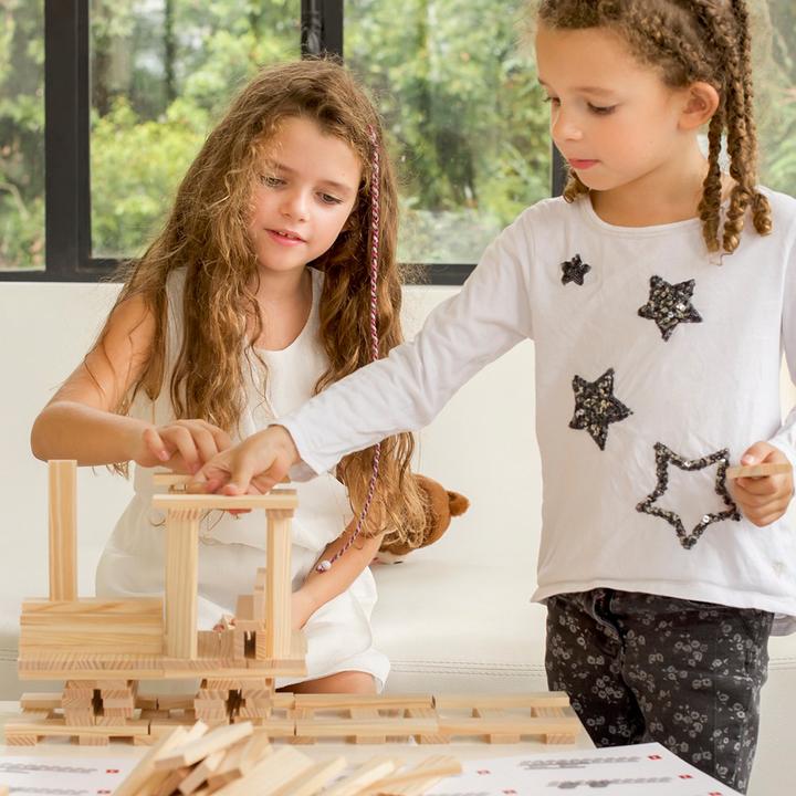 Actual product image Kapla - Blank - Constructiespeelgoed - Groen Voorbeeldboek - 280 Plankjes