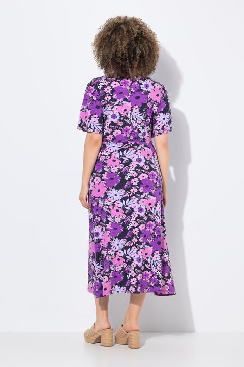 Immagine prodotto Ulla Popken Abito midi dal taglio svasato in jersey con scollo a V e mezze maniche (46, 48)