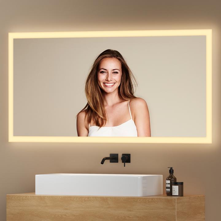 Produktbild Emke Badspiegel mit Beleuchtung 120*60cm, Warmweiss3000K, Dimmbar, Wand Schalter (120 x 60 cm)