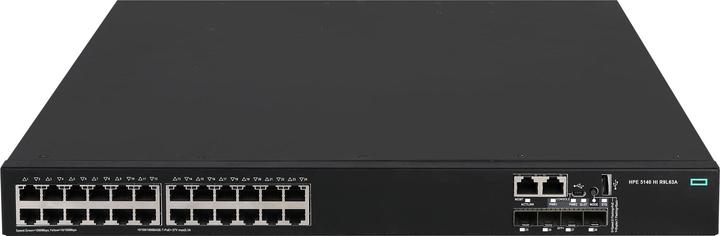 Actual product image HPE E FlexNetwork 5140 HI Switch PoE+, 4 SFP+ Ports, 1 Slot, without PSU (24 Ports)
