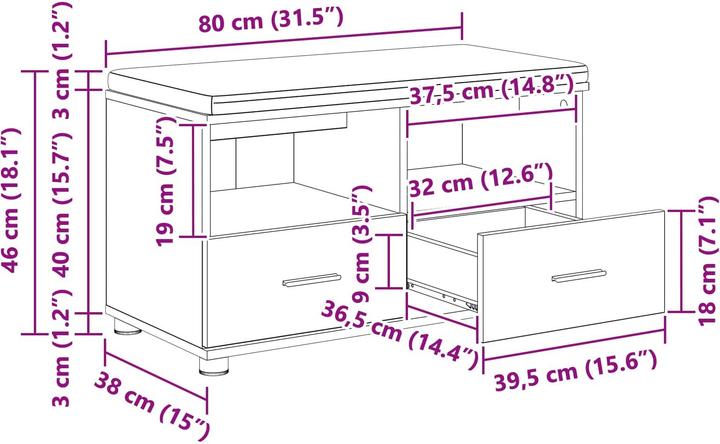 Produktbild vidaXL Flurbank (38 cm)