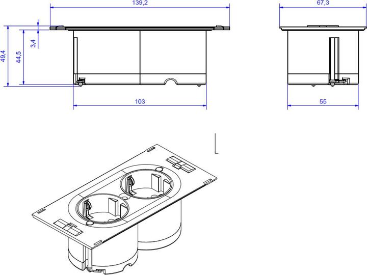 Actual product image Bachmann DUE Indoor 2AC Outputs 2m Black Extension Cable (2 x, CEE 7/3, 2 m)