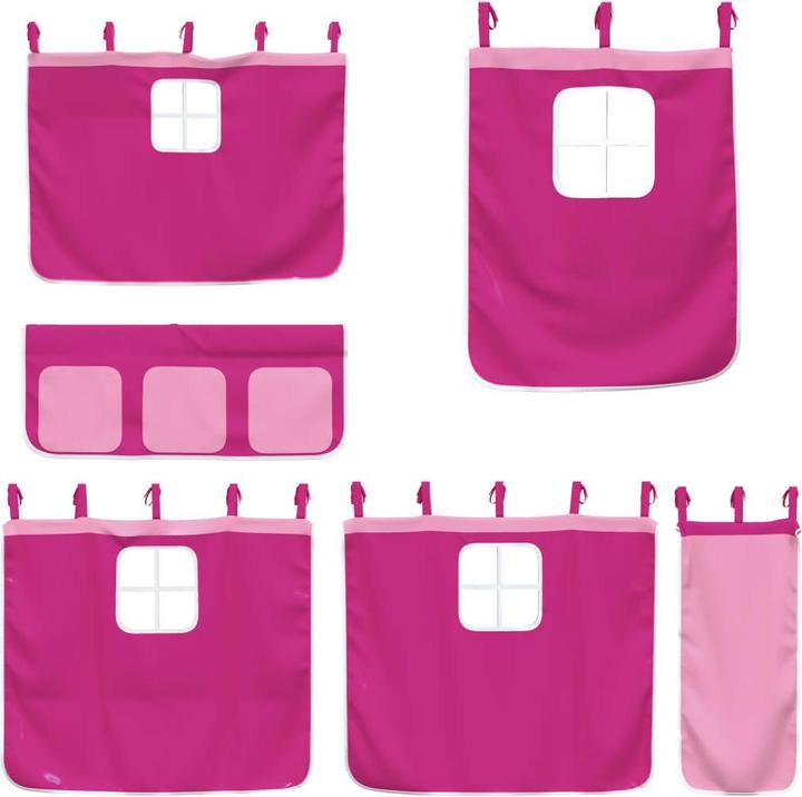 Produktbild VidaXL Kinderhochbett mit Vorhängen Rosa (90 x 200 cm)