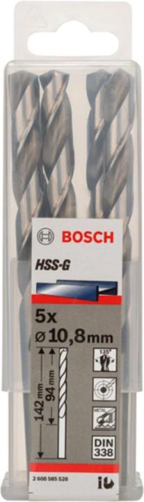 Actual product image Bosch Professional Zubehör PRO Metal HSS-G twist drill, 10.8 x 94 x 142 mm (10.8 mm)