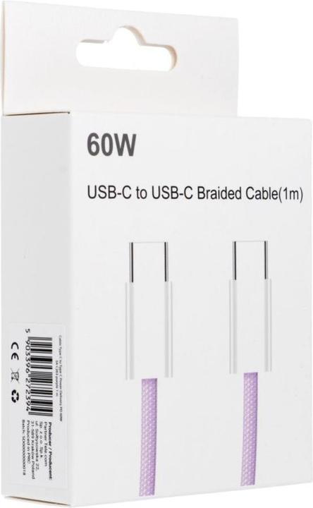 Actual product image OEM Cable Cable Type C to Type C PD QC3.0 3A 60W C263 1 m purple (USB 3.0, 60 W)