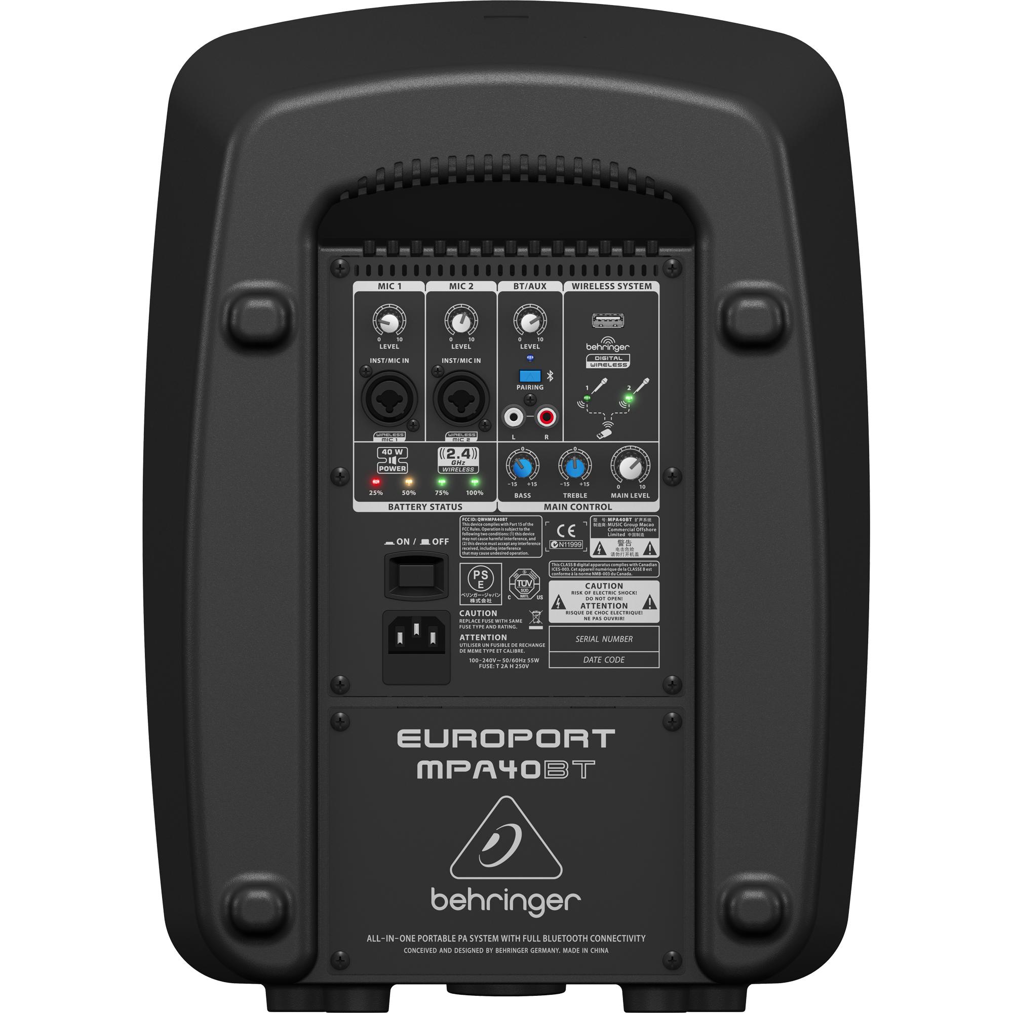 Thumbnail - Behringer Europort MPA40BT (12 h, Netzbetrieb), Bluetooth Lautsprecher, Schwarz
