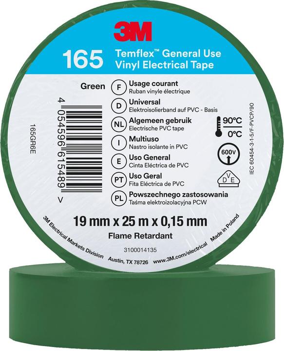 Immagine prodotto 3M Nastro isolante in vinile Temflex 165, 19 mm x 25 m (19 mm)