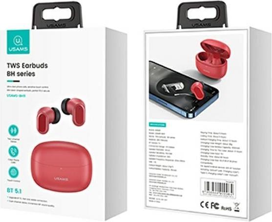 Produktbild Usams Słuchawki Bluetooth 5.1 TWS BH series bezprzewodowe czerwony/red BHUBH03 (ANC, 5 h, Kabellos)