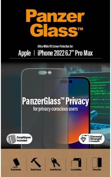 Produktbild PanzerGlass Ultra Wide Fit Privacy (1 Stück, Apple iPhone 14 Pro Max)