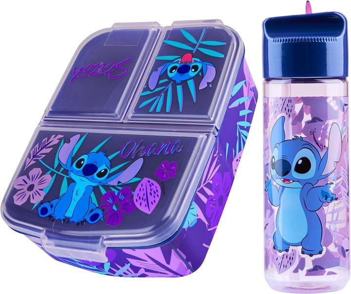 Disney Stitch Kinder Lunchbox mit Fächern und Wasserflasche