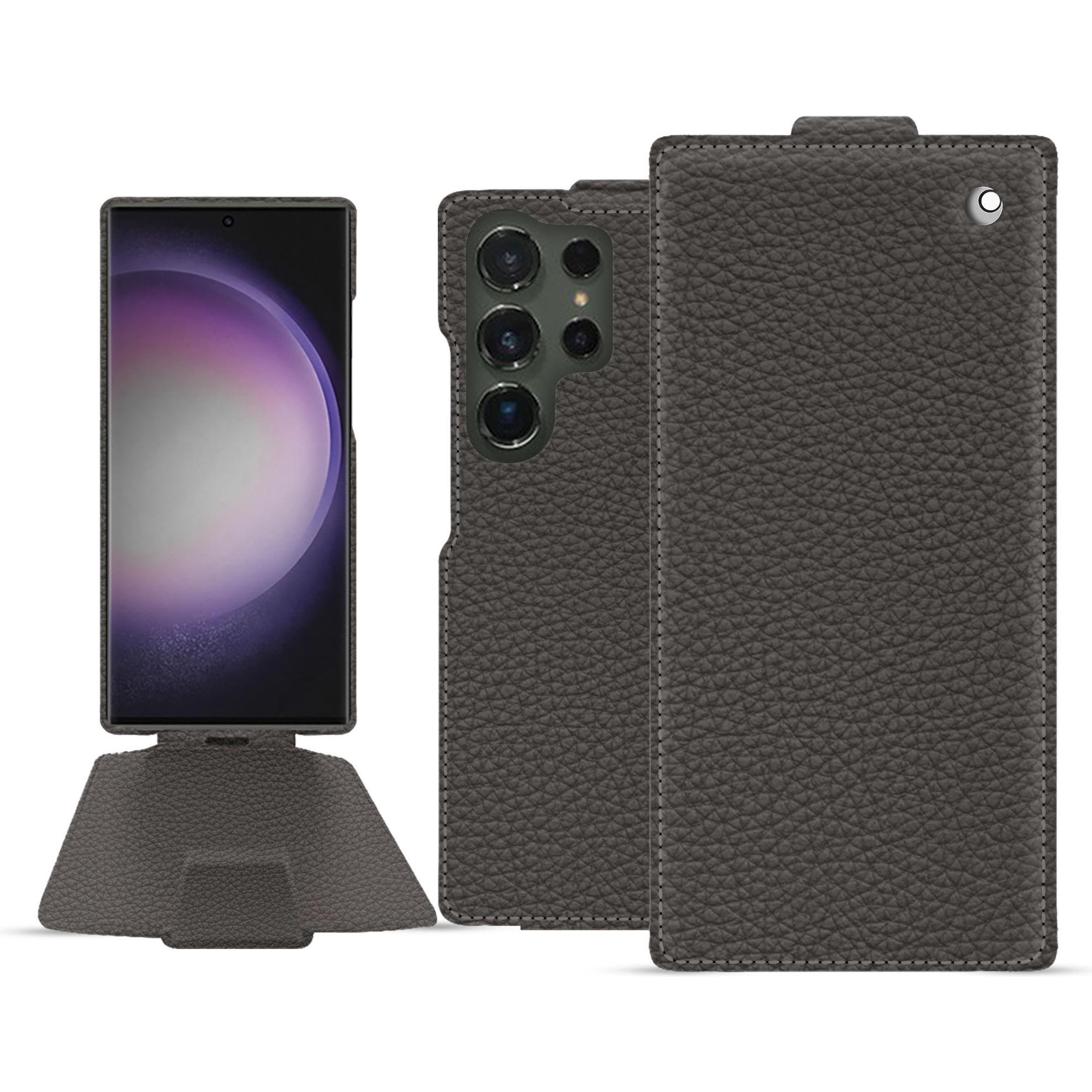 Noreve Lederschutzhülle vertikal (Samsung Galaxy S24 Ultra), Smartphone Hülle, Grau