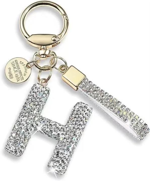Actual product image Swissdetector Keyring with initial - H - Strass - Glitter - Silver