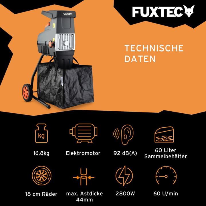 Immagine prodotto Fuxtec Elektro Gartenhäcksler FX-EGH2800T 2800W