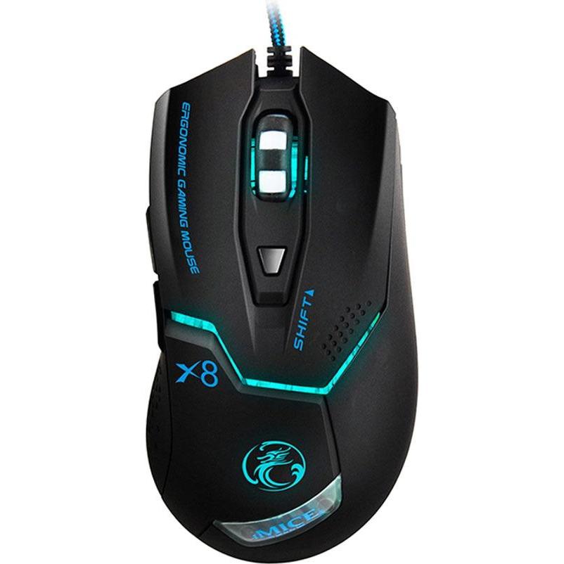 JTI iMICE - Gaming-Maus X8 (Kabelgebunden), Maus, Schwarz
