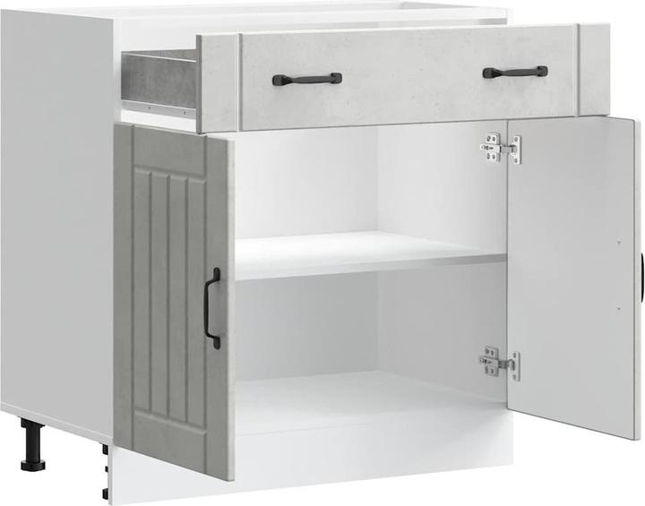 Image du produit vidaXL Élément bas de cuisine Lucca Gris béton Matériau bois Élément bas d'évier (80 x 46 x 81.5 cm)