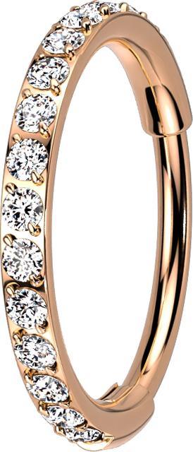 Immagine prodotto Star Piercing Anello a micro segmenti con cerniera in oro rosa e cristalli laterali in argento (senza ottone, Titanio)