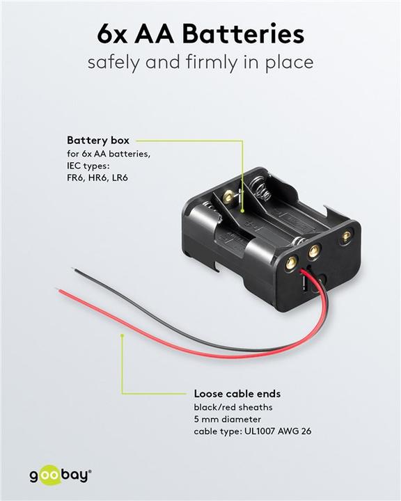Produktbild Goobay 6x AA Mignon Batteriehalter