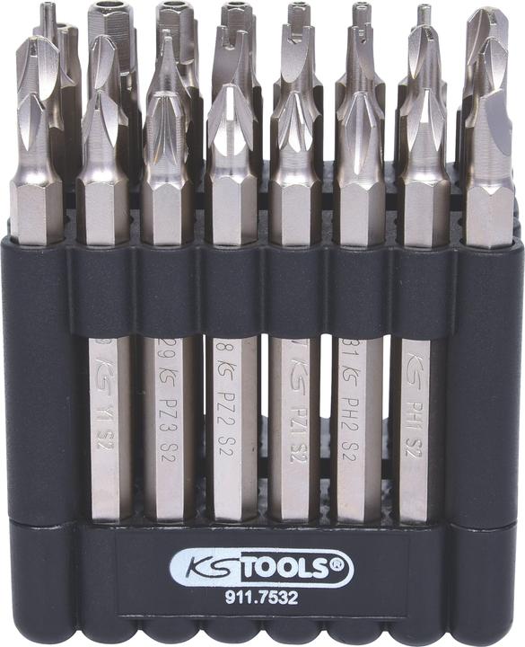 Immagine prodotto KS Tools Set di inserti da 1/4" con inserti di sicurezza, lunghezza 75 mm, 32 pezzi. (1/4")