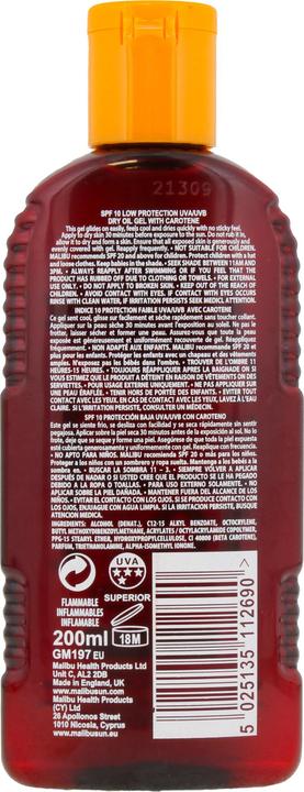 Immagine prodotto Malibu Olio secco in gel con carotene SPF10 200ml (200 ml, Olio doposole)