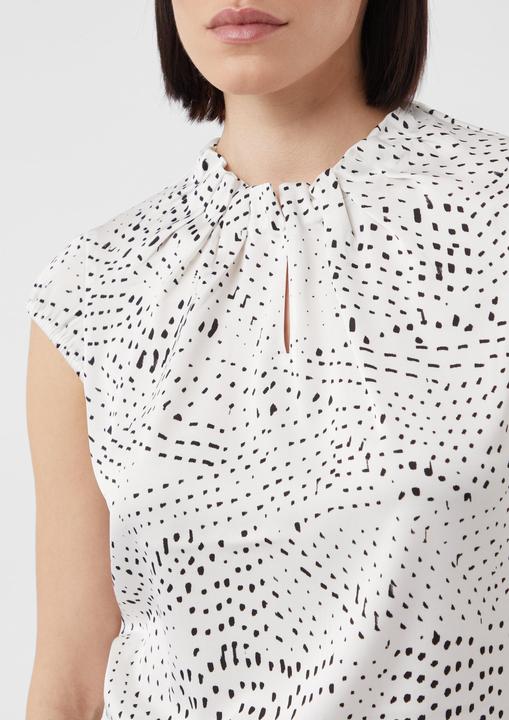 Image du produit Comma Bluse Gemusterte Satin-Bluse mit Raffung (44)