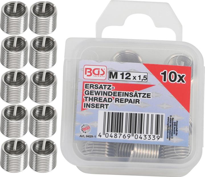 Image du produit BGS Inserts taraudés M12 x 1,5 mm 10 pièces