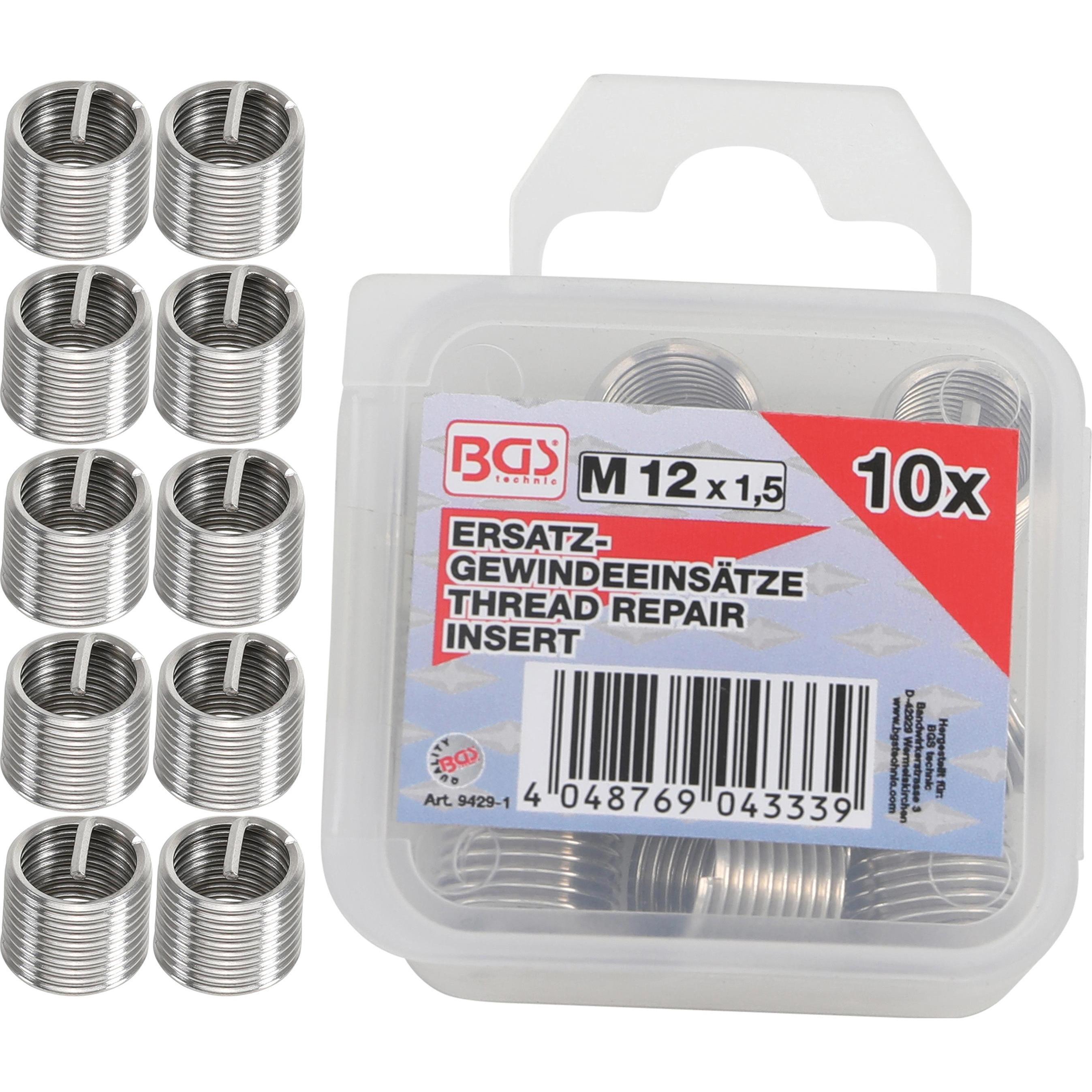 BGS, Gewindeschneider + Gewindebohrer, Ersatz-Gewindeeinsätze M12 x 1,5 mm 10-tlg.
