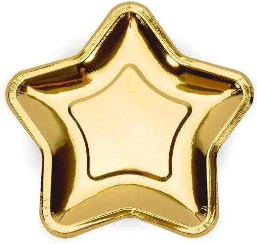 Produktbild Partydeco Paper Plates Star, gold, 18cm (1 pkt / 6 pc.) (6 Stück)