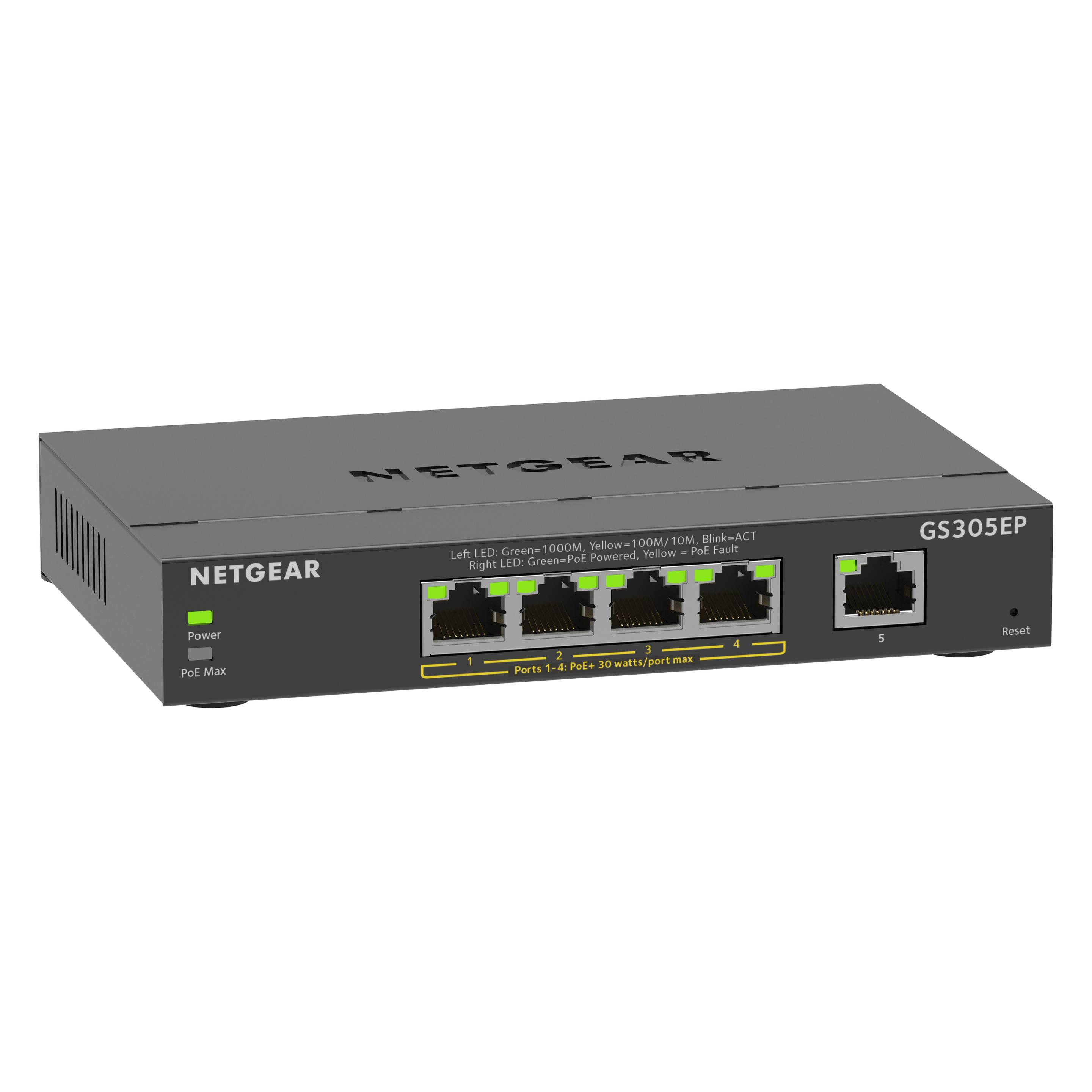 Netgear GS305EP-100PES (5 Ports), Netzwerk Switch, Schwarz