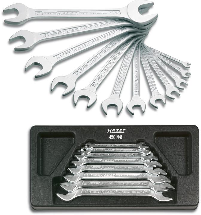 Produktbild HAZET Doppel-Maulschlüssel Satz 450N/12 ∙ Aussen Sechskant Profil ∙ 6 x 7 - 27 x 32 ∙ Anzahl Werkzeu…