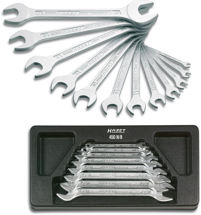 Image du produit HAZET Jeu de clés à fourche double 450N/12 ∙ Profil à 6 pans extérieurs ∙ 6 x 7 - 27 x 32 ∙ Nombre …