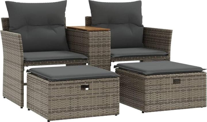 Produktbild vidaXL Gartensofa 2-Sitzer mit Hockern