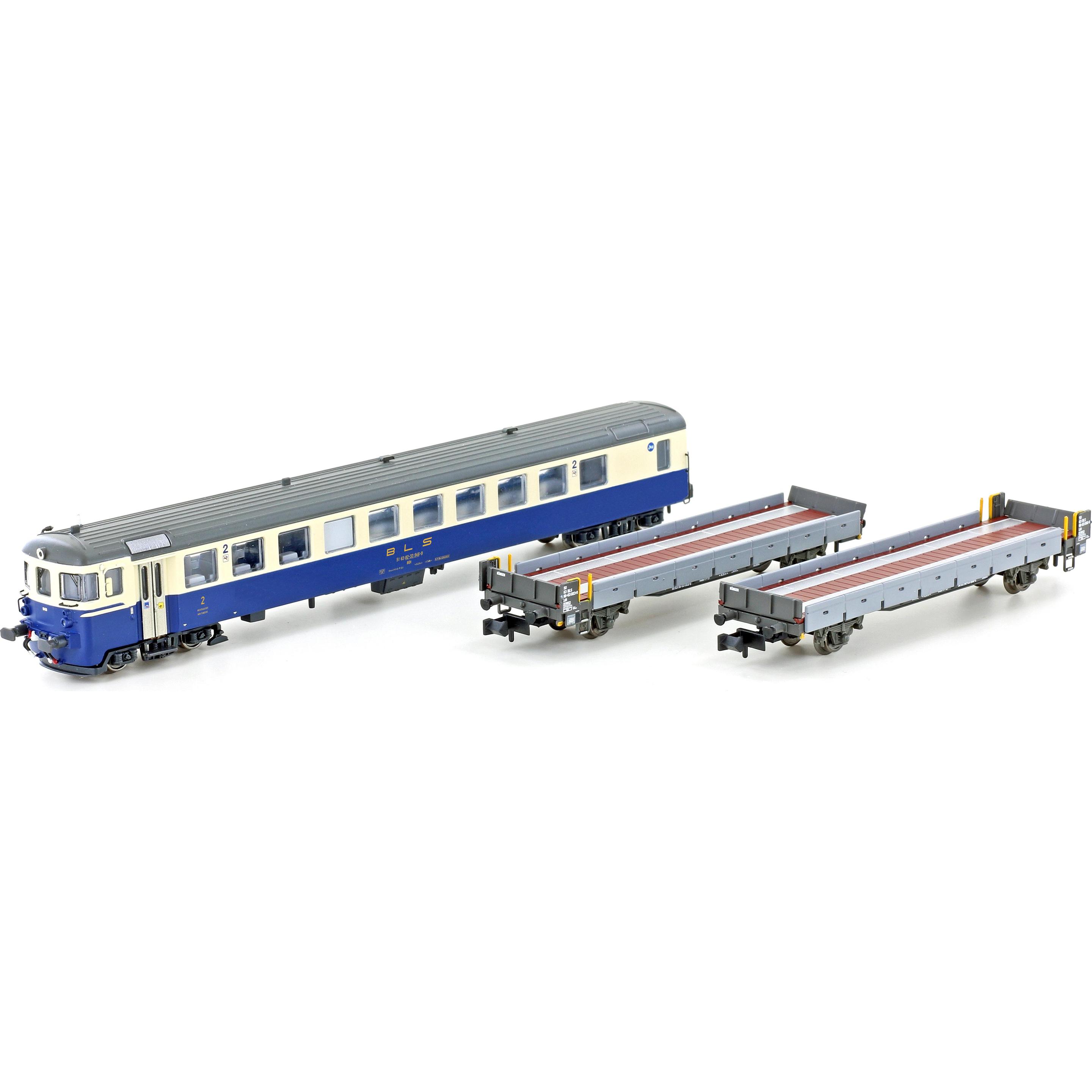 Hobbytrain BLS Steuerwagen BDt + 2x Auffahrwagen. Ep.IV (Spur IV)