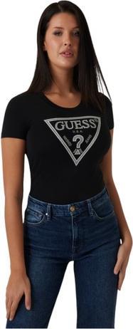 Image du produit Guess Damen T-Shirt Shiny Triangle Schwarz (S)