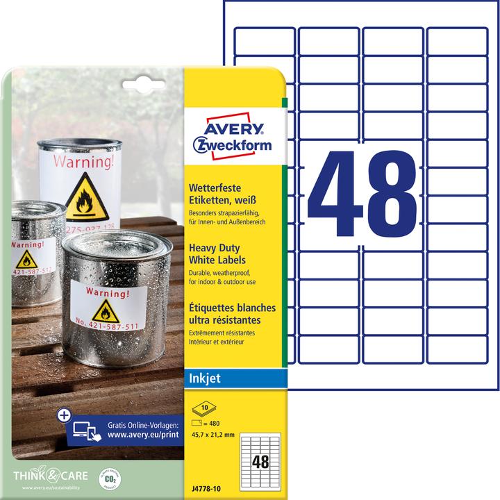 Actual product image Avery Weatherproof film labels
