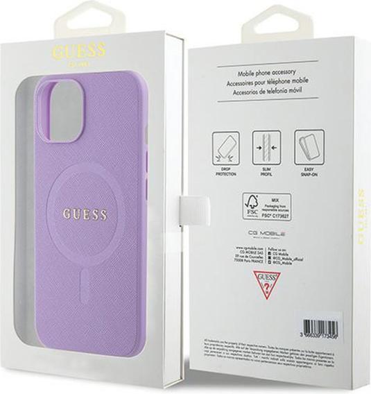 Produktbild Guess GUHMP15SPSAHMCU iPhone 15 6.1" fioletowy/purple hardcase Saffiano MagSafe (Apple iPhone 15)
