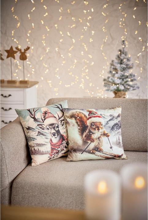 Produktbild Angela Bruderer Dekokissen «Eichhörnchen auf Skiern», 45 x45 cm (45 x 45 cm)