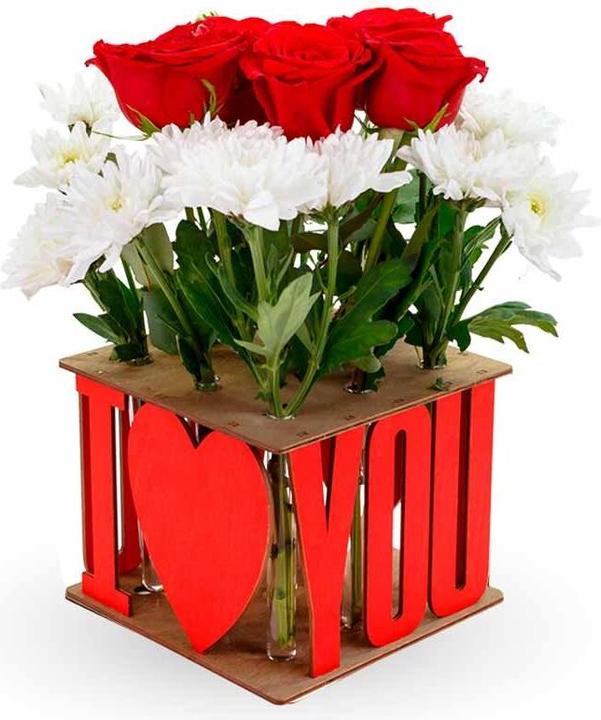 Produktbild Eco Wood Art Dekorations Vase aus Holz - I' LOVE YOU