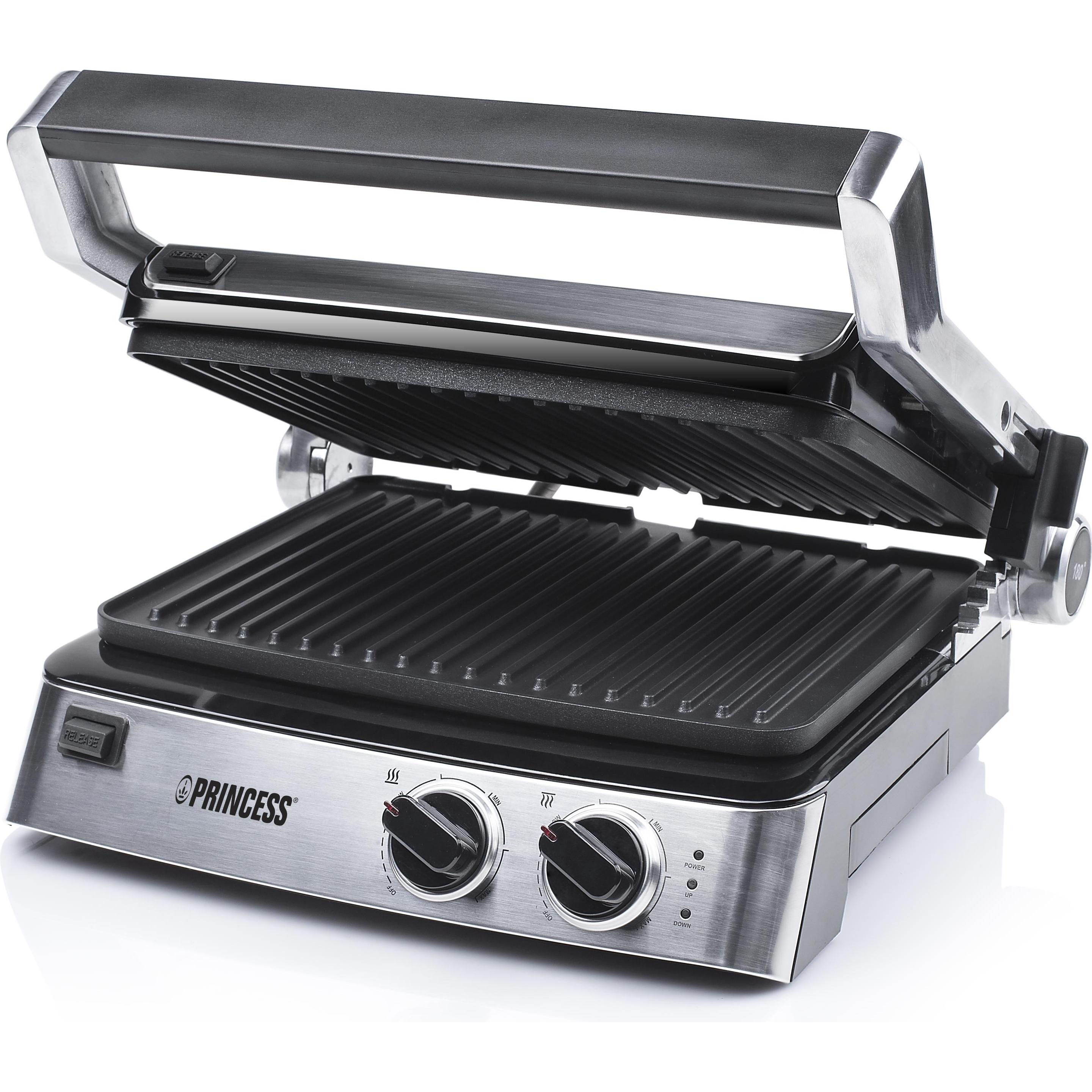 Princess Tisch Kontakt-Grill Contactgri, Tischgrill, Silber, Schwarz