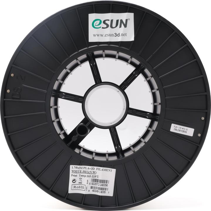 Actual product image eSUN PLA+ Filament 1.75mm White 3Kg (PLA+, 1.75 mm, 3000 g, White)