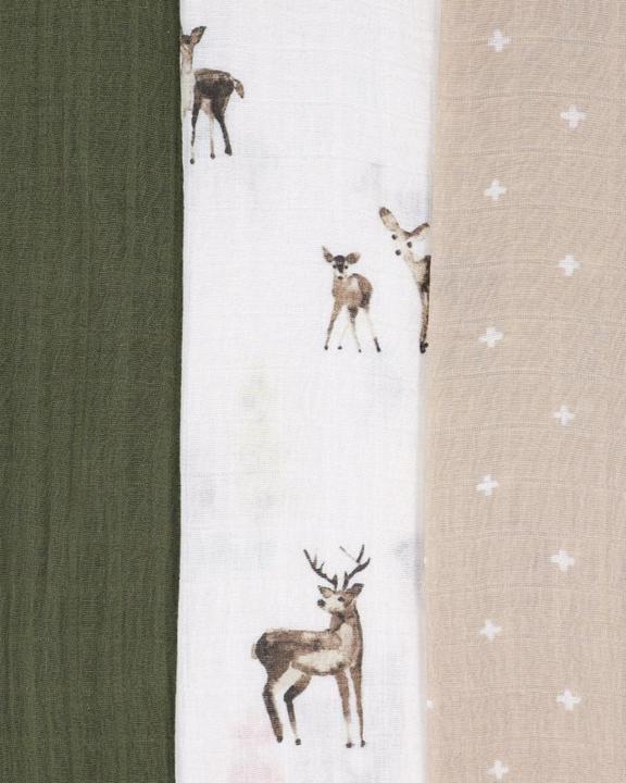 Produktbild little unicorn Cotton Muslin Swaddle 3 Pack - Oh Deer! (120 cm, 120 cm)