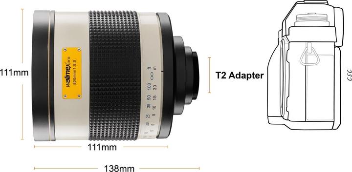 Image du produit Walimex 800/8,0 DSLR Miroir Canon M (Canon EF-M, Plein format)