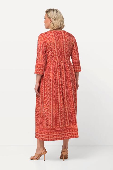 Produktbild Ulla Popken Jerseykleid, A-Linie, V-Ausschnitt, 3/4-Arm, Taschen (60)