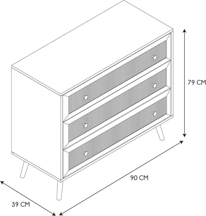 Image du produit Home Deco Factory Cěmoda 3 Cajons Bali (90 x 39 x 79 cm)